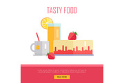 Tasty Food Concept Web Banner Illustration.