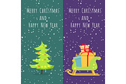 Merry Christmas and Happy New Year. Set of Icons