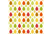 Primitive retro seamless pattern with autumn leaves