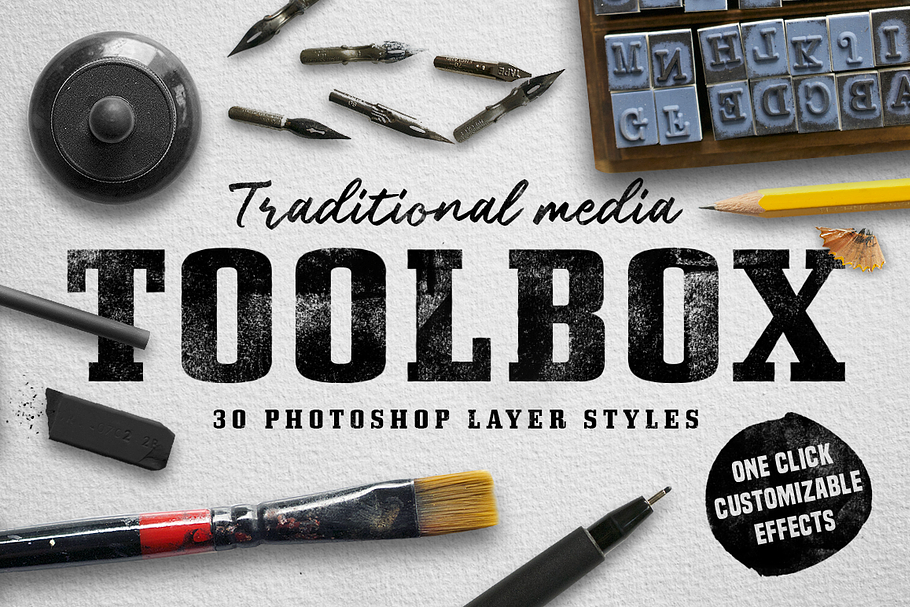 Traditional media art layer styles in Photoshop Layer Styles - product preview 8