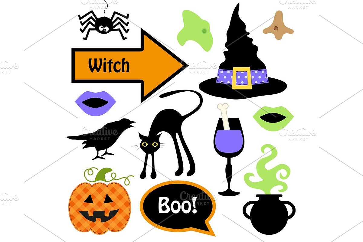 Cute set of Halloween witch photo booth props - Grab a prop and strike a pose in Objects - product preview 8