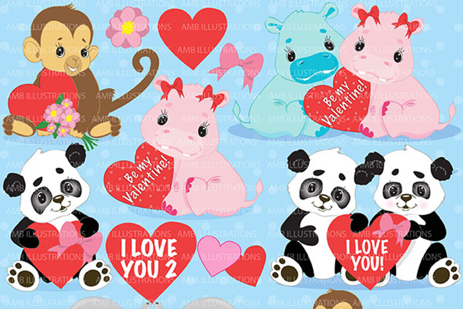 Jungle Valentines Clipart AMB-596 in Illustrations - product preview 8