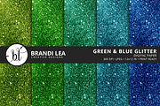 Green & Blue Glitter Digital Paper