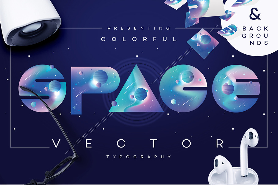 Colorful Space-vector typography
