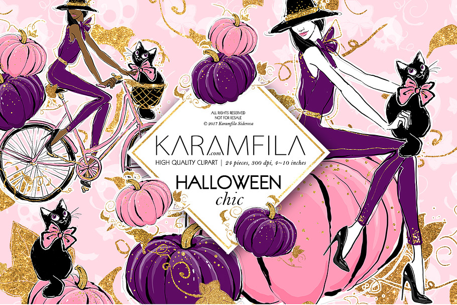Halloween Witch Clipart in Illustrations - product preview 8