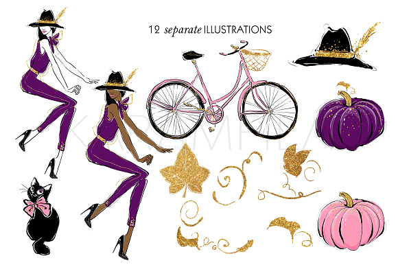 Halloween Witch Clipart in Illustrations - product preview 2