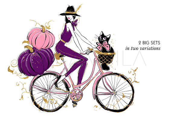 Halloween Witch Clipart in Illustrations - product preview 5