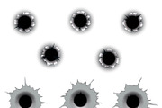Metal bullet hole set vector