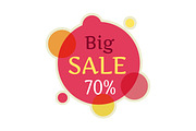 Big Sale Round Banner Isolated. 70 Percent