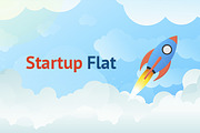 Tech Startup Rocket in Flat Vector