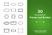 30 Calligraphic Square Frames Vector