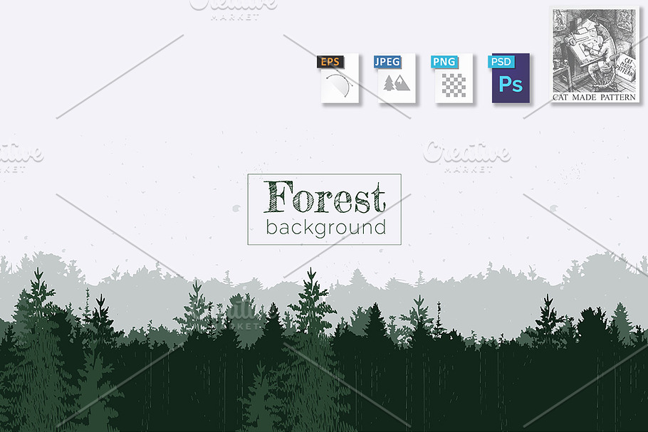 Forest panorama background in Illustrations - product preview 8