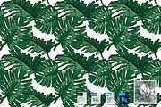 Pattern with Monstera leaves