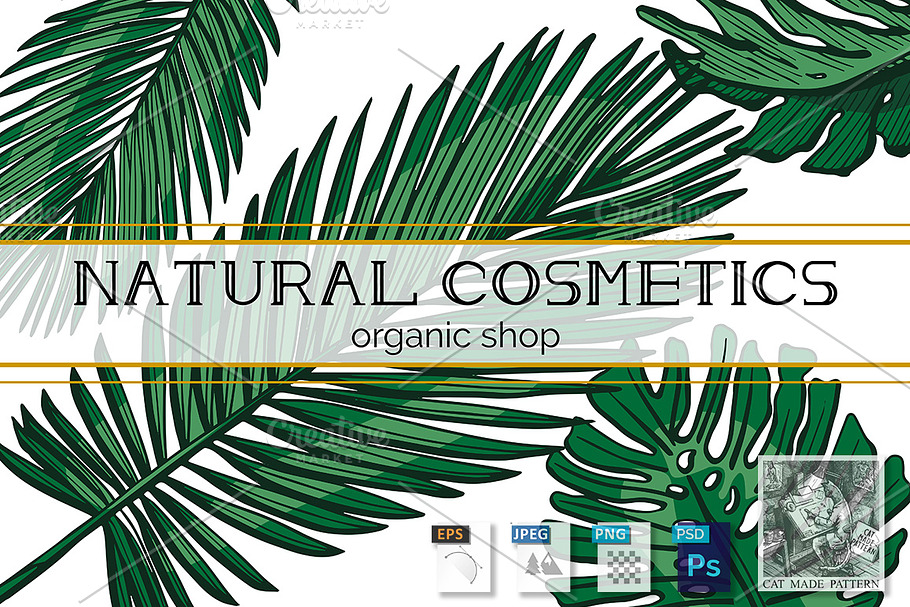 Tropical leaves floral composition in Illustrations - product preview 8