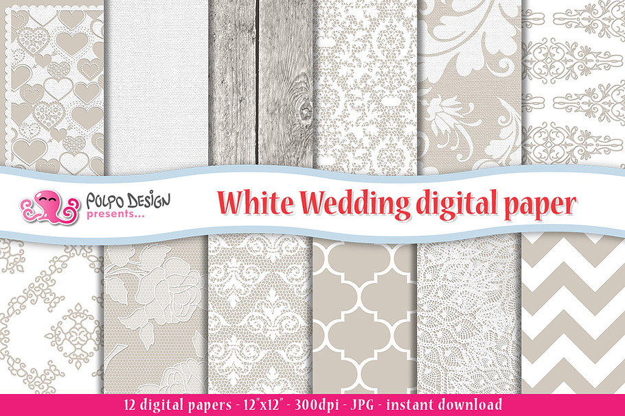 White Wedding digital paper