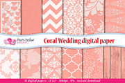 Coral Wedding digital paper