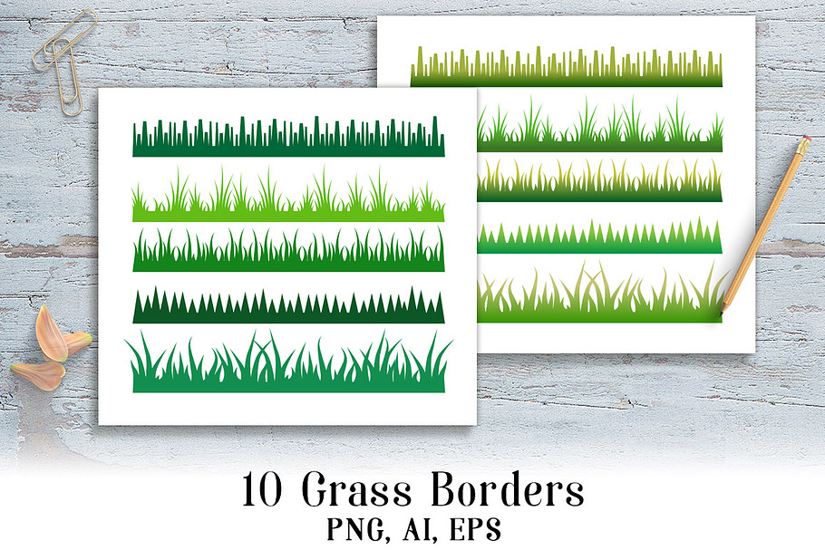 10 Grass Borders Clipart