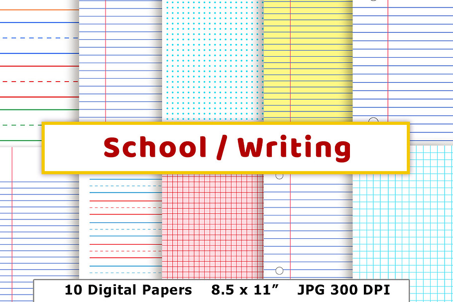 School / Writing Lined Digital Paper