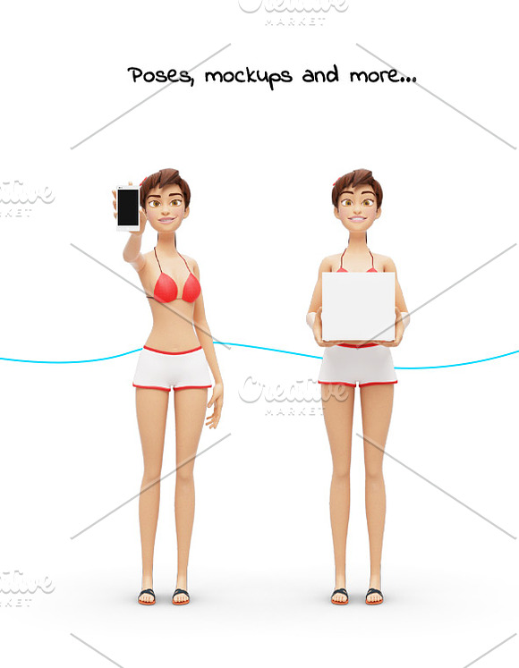 35 Promo Mock-Ups w/ Swimsuit Jenny in Mobile & Web Mockups - product preview 2
