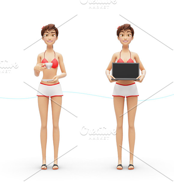 35 Promo Mock-Ups w/ Swimsuit Jenny in Mobile & Web Mockups - product preview 5