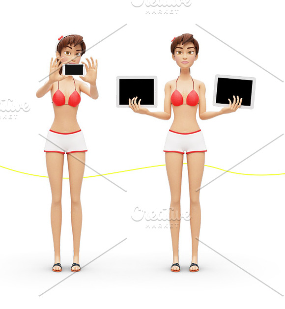 35 Promo Mock-Ups w/ Swimsuit Jenny in Mobile & Web Mockups - product preview 8