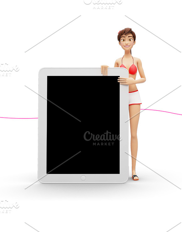35 Promo Mock-Ups w/ Swimsuit Jenny in Mobile & Web Mockups - product preview 25