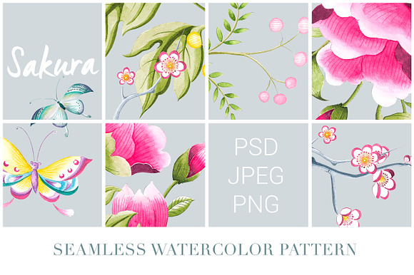 Sakura, a watercolor seamless print. in Patterns - product preview 2
