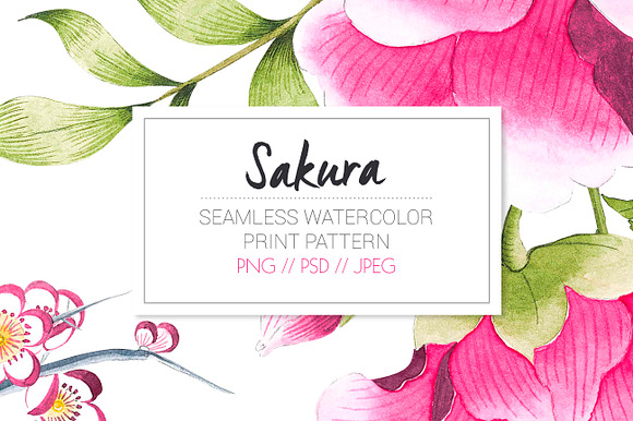 Sakura, a watercolor seamless print. in Patterns - product preview 5