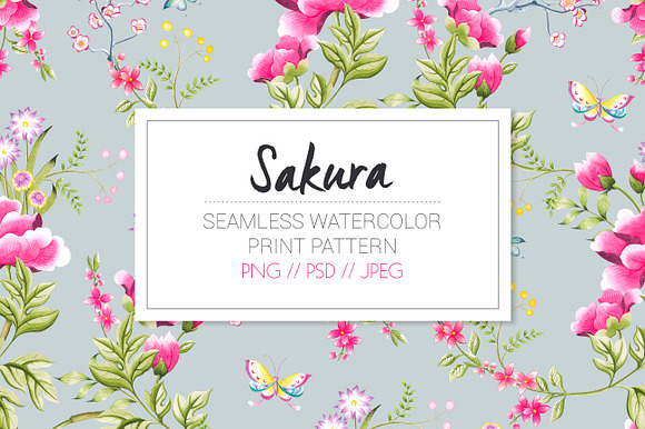 Sakura, a watercolor seamless print. in Patterns - product preview 6