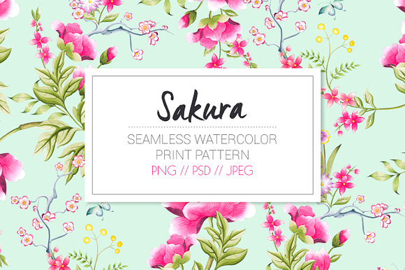 Sakura, a watercolor seamless print. in Patterns - product preview 7