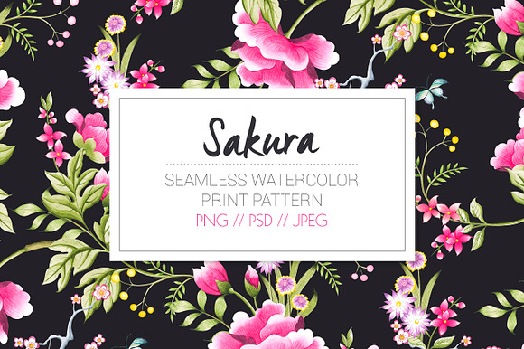 Sakura, a watercolor seamless print. in Patterns - product preview 8