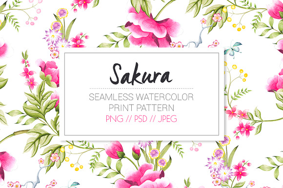Sakura, a watercolor seamless print. in Patterns - product preview 9