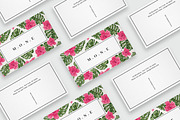 Pink flowers business card template