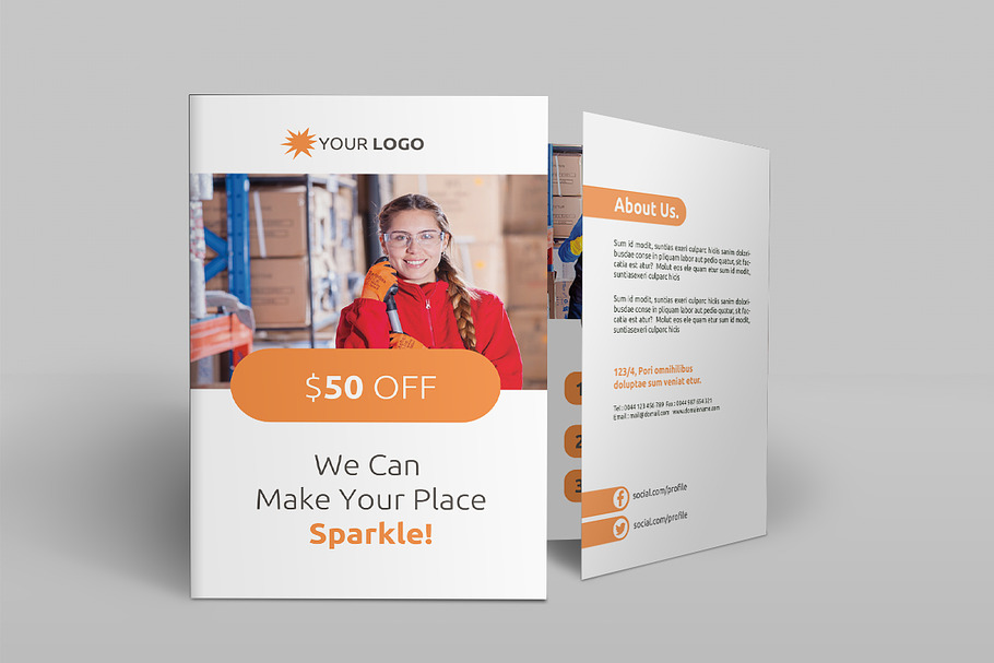 Cleaning Services Bi-Fold Brochure in Brochure Templates - product preview 8