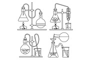 Chemical glassware icons set