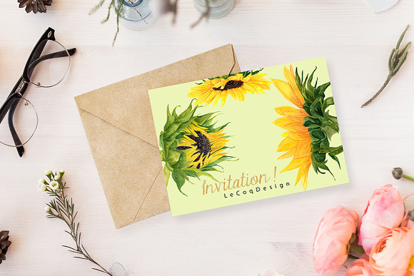 Watercolor Sunflower clipart in Illustrations - product preview 2