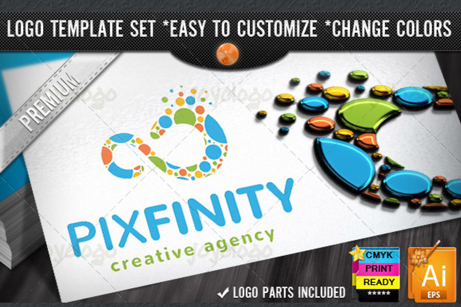 Pixel Dots Endless Infinity Logo in Logo Templates - product preview 8