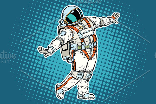 Astronaut dancing, funny gesture