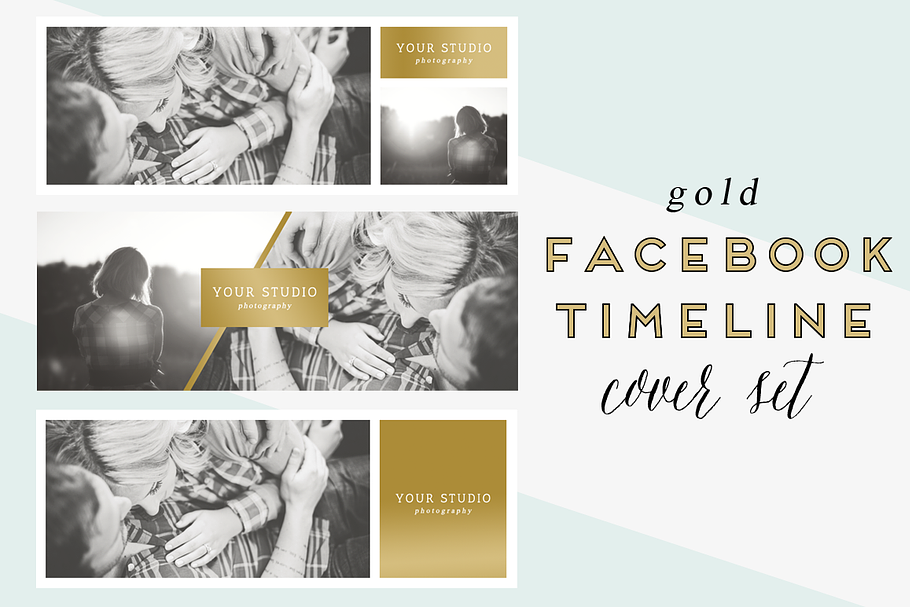 Gold Facebook Timeline Cover Set in Templates - product preview 8