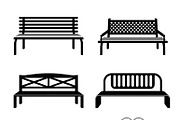 Benches black silhouettes