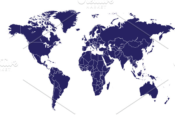 World map with border blue vector