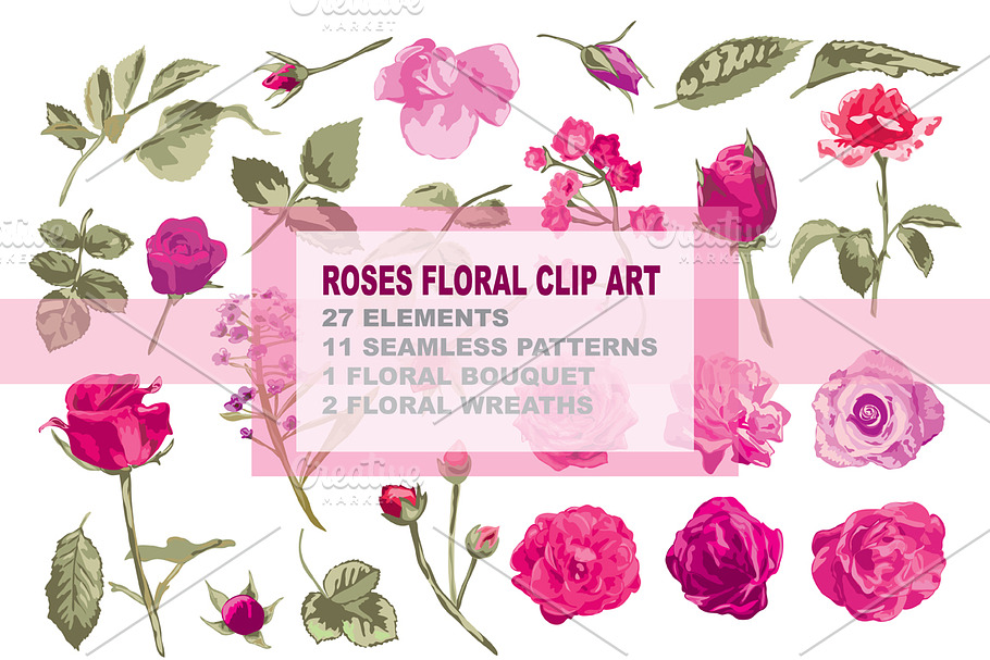 Roses Floral Clip Art