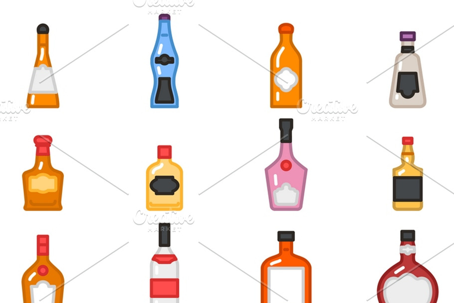 Alcohol bottles icons in Graphics - product preview 8