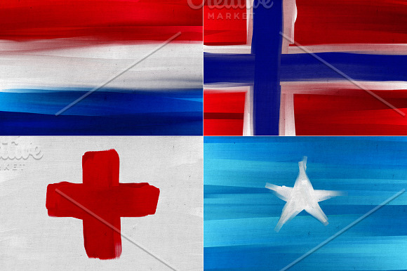 40 National Flags Painted on Canvas in Textures - product preview 3