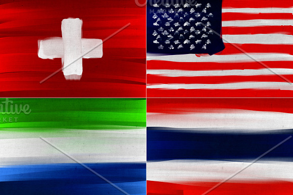 40 National Flags Painted on Canvas in Textures - product preview 4
