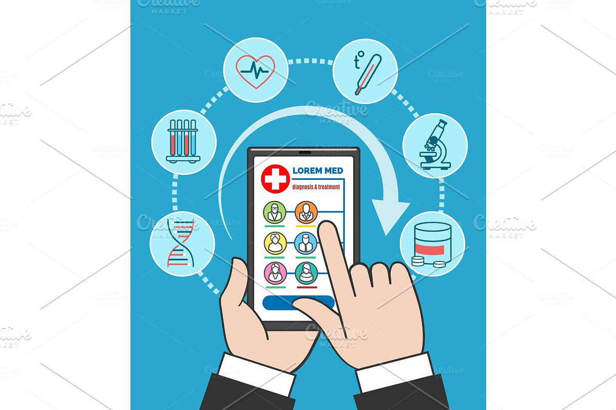 Smartphone remote medical care in Illustrations - product preview 8
