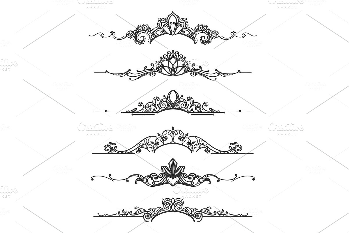 Floral design crown calligraphic elements in Illustrations - product preview 8
