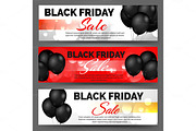 Black friday banners with balloons