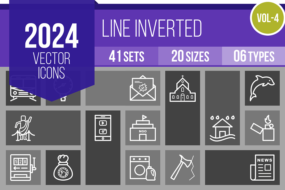 2024 Vector Line Inverted Icons (V4) in Graphics - product preview 8