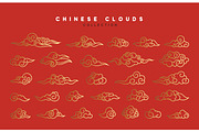 Collection of red and gold clouds in Chinese style